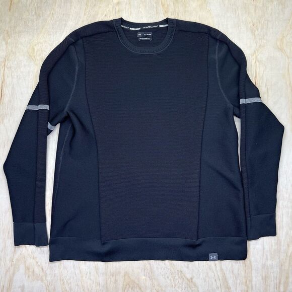 USED 3XL SLIM Fit Under Armour Intelliknit Phantom Sweater Black Crewneck - Picture 1 of 15